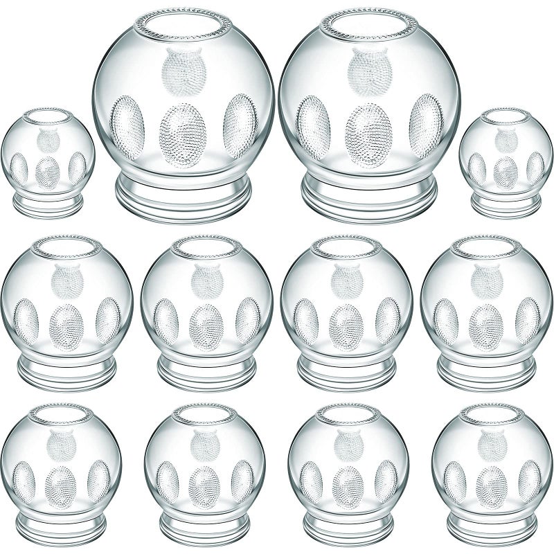 Nuanchu 12Piece Glass Cupping Set 4 Sizes Fire Cupping Therapy Set with Finger Grips for Myofascial Massage Muscle Nerve Joint Pain